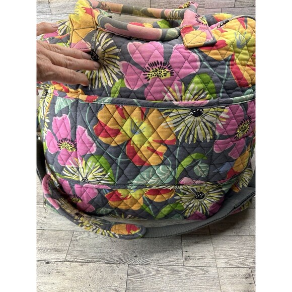 Vera Bradley Large Duffle Bag Weekender Overnight Jazzy blooms Floral Gray Pink - Picture 3 of 11